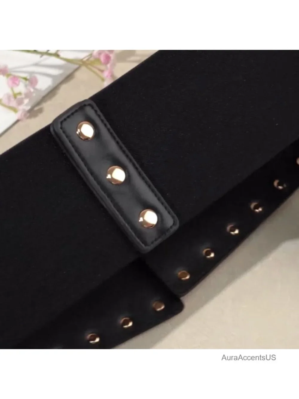 Wide Corset Dress Belt with Studs Elastic Waist Punk Belts for Women